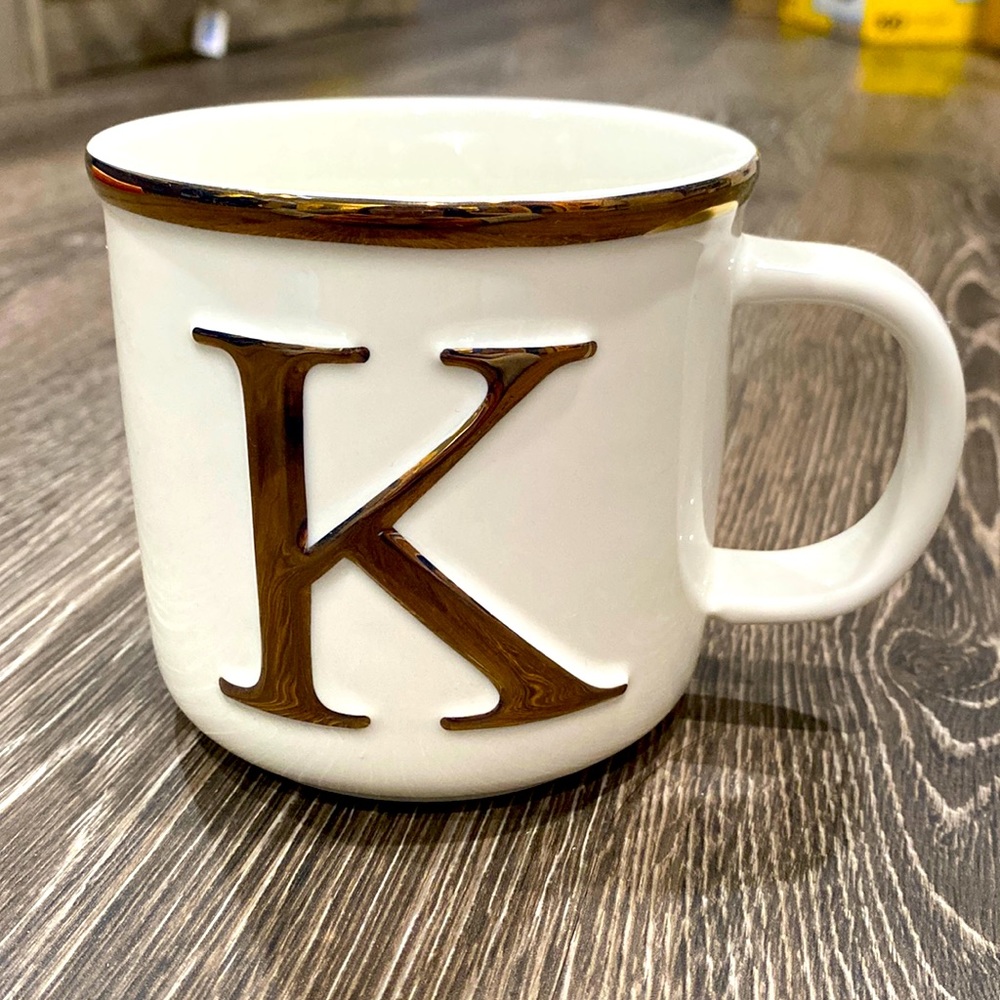 Monogram mug in “K” from THINGS REMEMBERED
